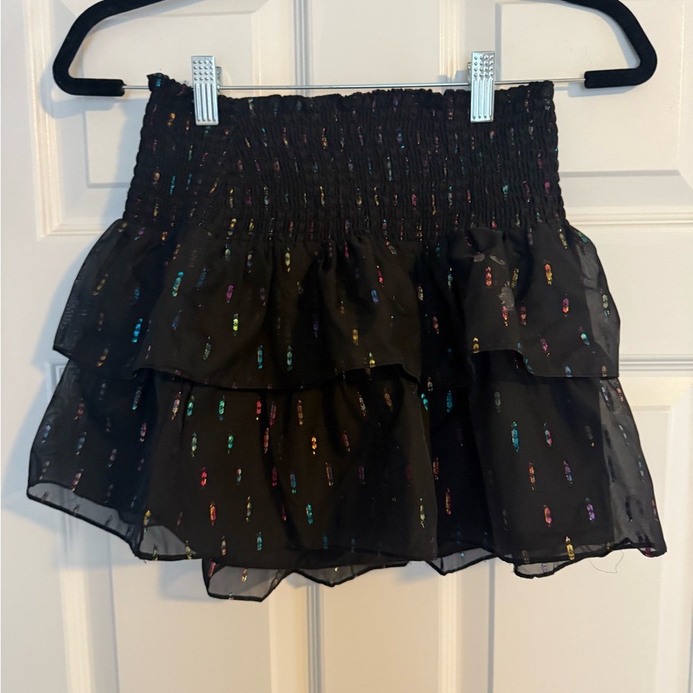 Amanda Uprichard. Black Ruffled Skirt with Multicolor Accents. Top sold separate